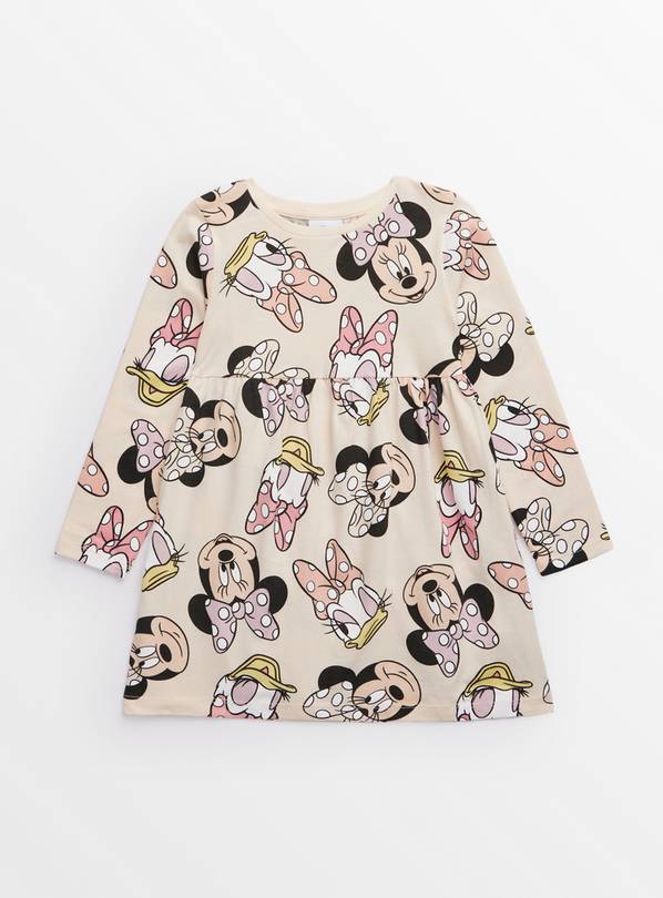 Disney Minnie Mouse Printed Beige Jersey Dress 3-4 years